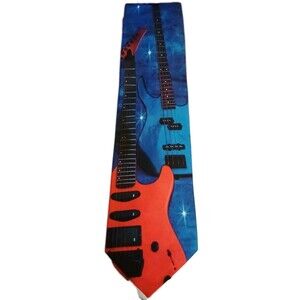 Ralph Marlin Mens Tie Guitars Vintage 1994 Goodell Music Polyester USA Made MINT
